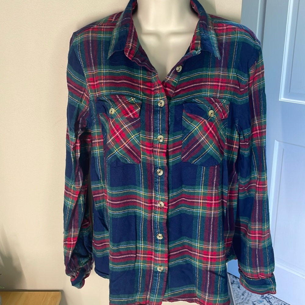 Mia & Tess plaid button down